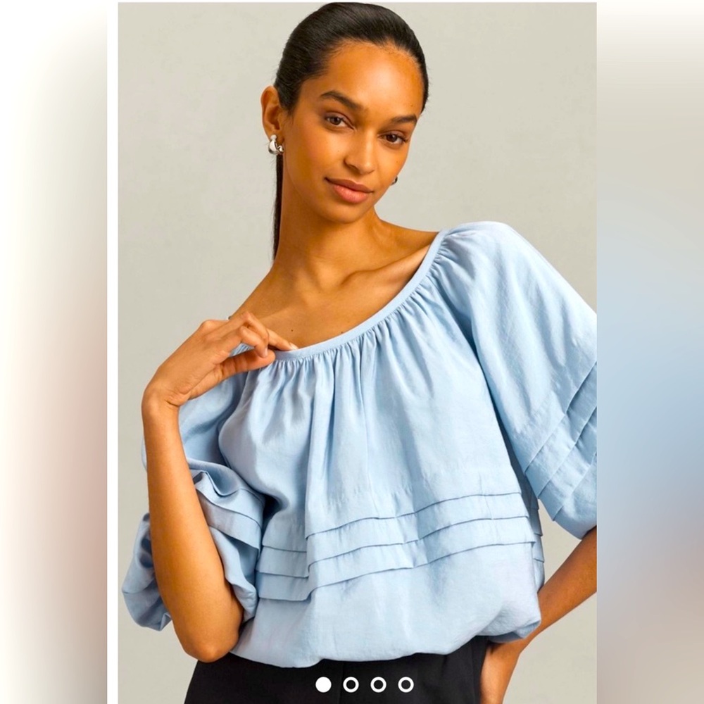 Anthropologie Maeve Short Sleeve Bubble Tiered Top